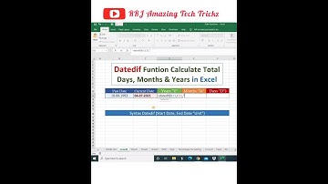 Datedif Function in Excel To Calculate Total Years, Months and Days Between Two Dates #Shorts