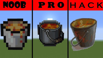 Pixel Art NOOB vs PRO vs HACKER Lava bucket in Minecraft