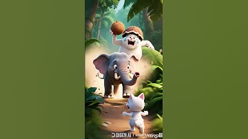 2 bố con mèo bị voi đuổi #haihuoc #funny #lifelesson #cat #meomap #animation