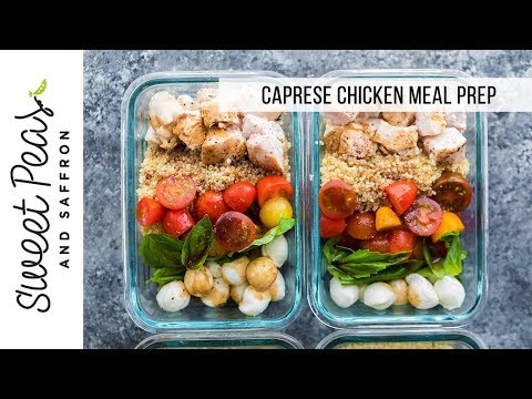 Caprese Chicken Salad Meal Prep Bowls - Sweet Peas and Saffron