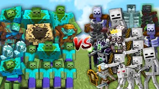 ULTIMATE ALL ZOMBIES vs ALL SKELETONS in Minecraft Mob Battle