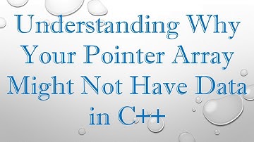 Understanding Why Your Pointer Array Might Not Have Data in C+ +