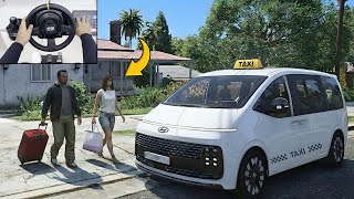 GTA 5 - Luxury Private Uber Taxi Job in Hyundai Staria | Steering Wheel Gameplay screenshot 1