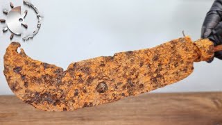 Machete Restoration - Rust Bluing [Transformation To A Bunka] Knife Restore 🔪