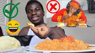 Nigerian Reacts to Kai Cenat Eating African Fufu and Jollof Rice 😂