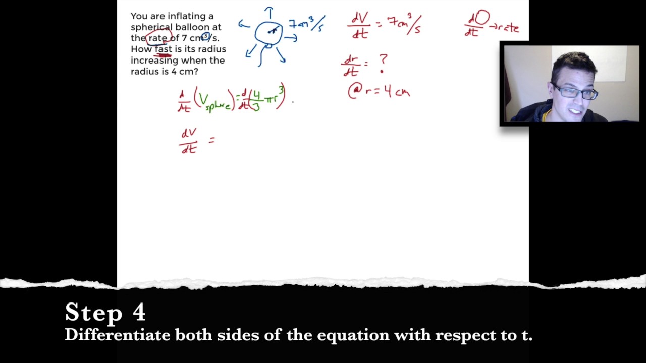 Related Rates (example problem) - YouTube