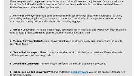 Different Types of Conveyor Belts and their Applications