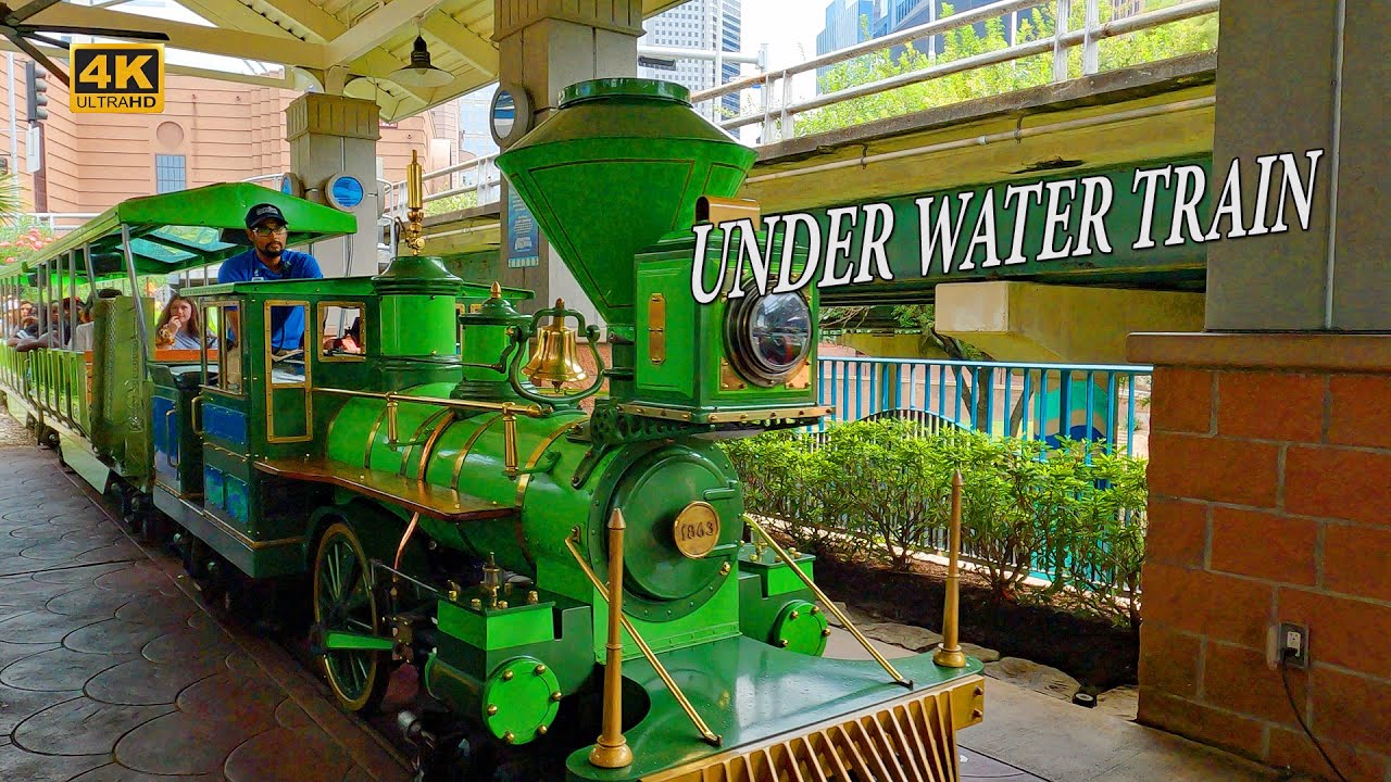 Underwater Shark Voyage Train Ride - CP Huntington Locomotive - Houston Aquarium (4K)