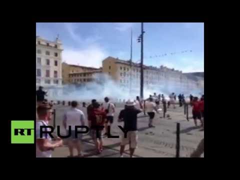 France: England and Russia fans clash in Marseille