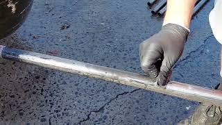 How to remove & clean black oil sealer coating on / off metal plumbing pipe from Home Depot & Lowe's