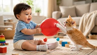 Cutest Baby & Kitten Playdate You've Ever Seen 🐾❤️ screenshot 3