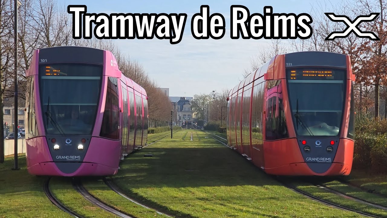 Tramway de Reims | Alstom Citadis | Colorful champagne glass shaped trams | Grand Est | France
