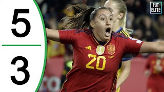 Spain vs Sweden 5-3 Extended Highlights & Goals - Women's Nations League 2023