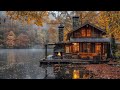 Cozy lakeside house with autumn rainy day will make you feel calm and sall asleep soundly