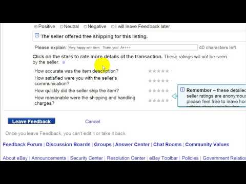 eBay Training Videos - How To Leave Feedback For The Seller - Video 16 ...