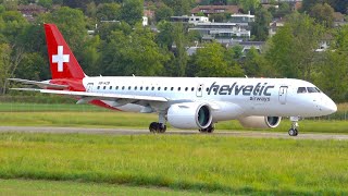 FIRST VISIT! Helvetic Airways Embraer E190-E2 Take-Off at Bern