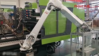 Injection Molding Machine Unloading with a ROKAE Robot #industrial #robot #robotics