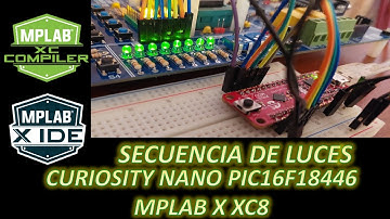PIC16F18446 Curiosity Nano Microchip Board Tarjeta de desarrollo Secuencia de luces control pulsador