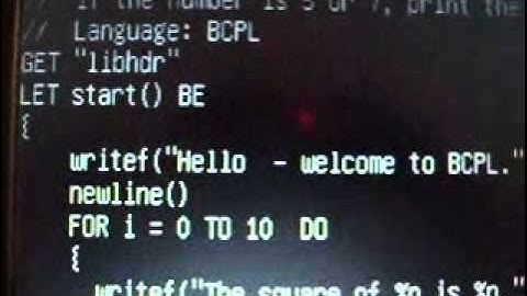 BCPL Program with loop and if statement.