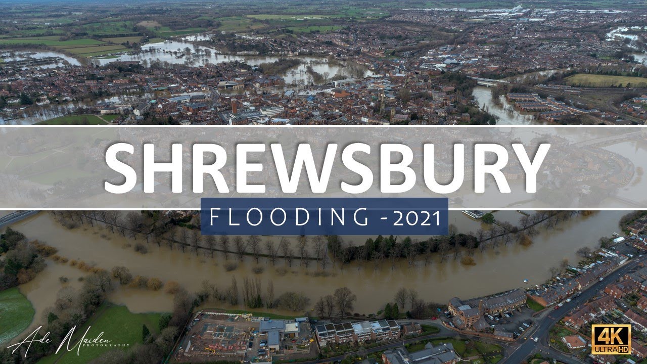 Shrewsbury Town Loop Flooding 2021 - 4K Drone - YouTube