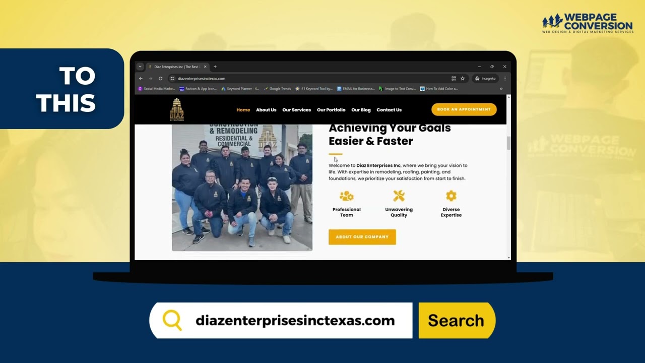 Discover the Transformation of Diaz Enterprises Inc with Webpage Conversion