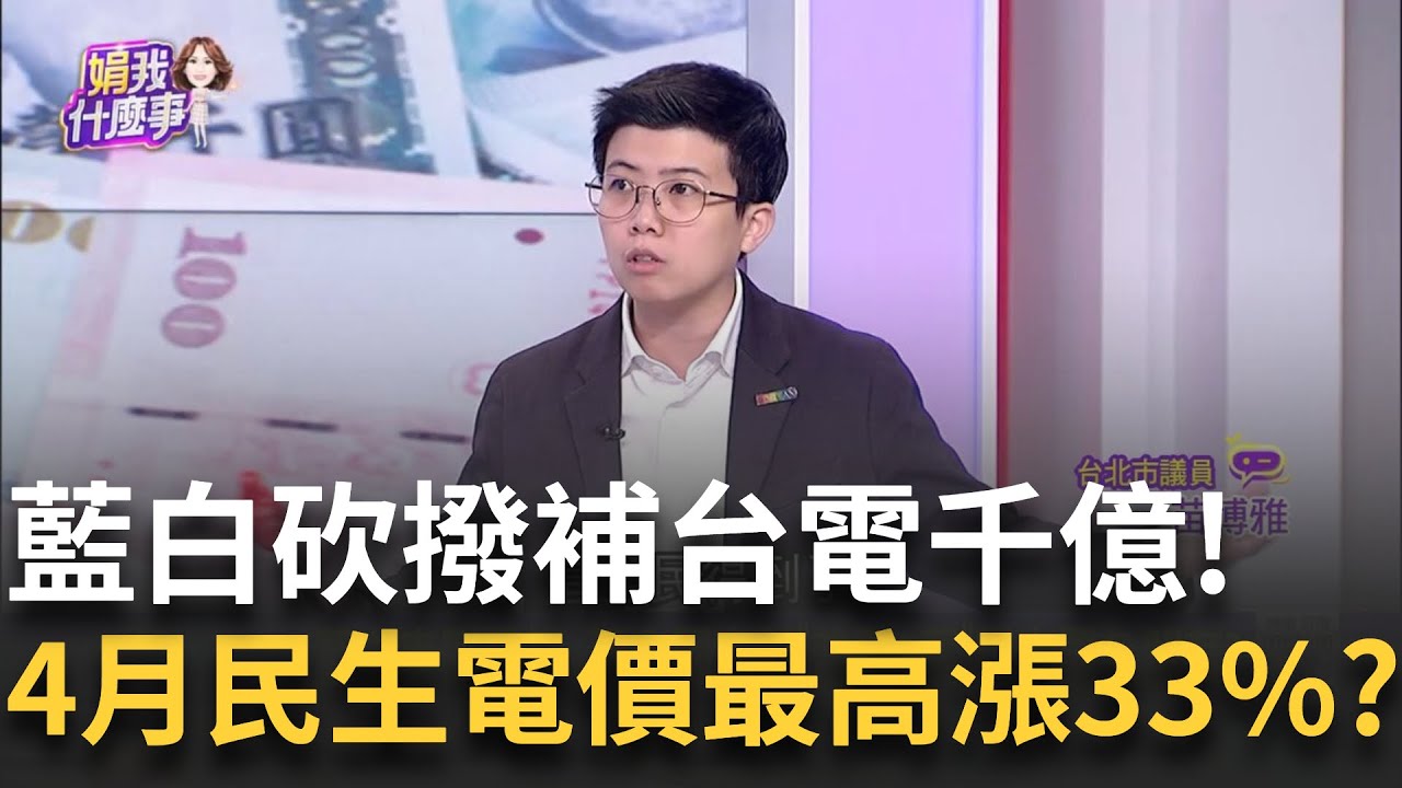 精華│4月民生電價「最高漲33%」大衝擊？藍白砍撥補台電千億…漲電價剝人民皮？「普發1萬」解套大罷免？苗博雅：撥補台電全民不是得到更多嗎！│陳斐娟 主持│【關我什麼事】20250325│三立新聞台