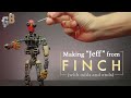 Building a jeff robot from finch using household junk and a model gundam