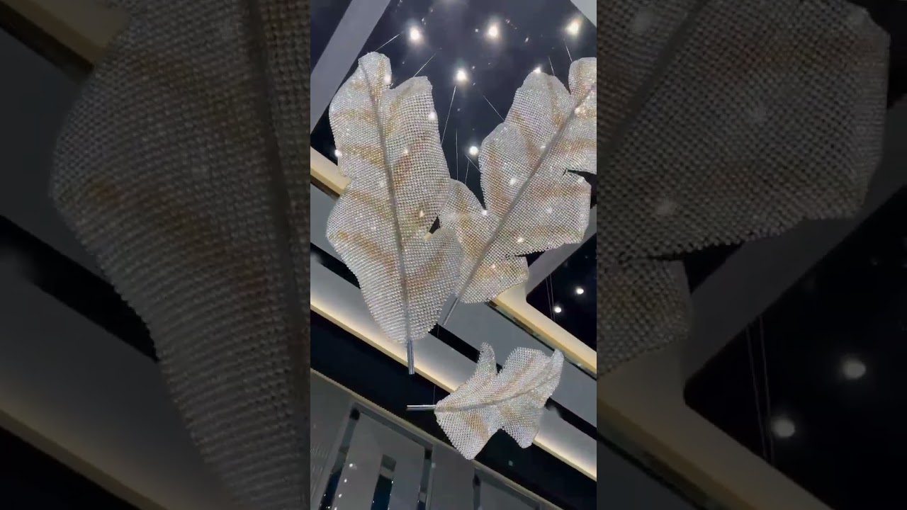 Luxury Crystal Leaf Chandelier (Modern Statement Hanging Light)