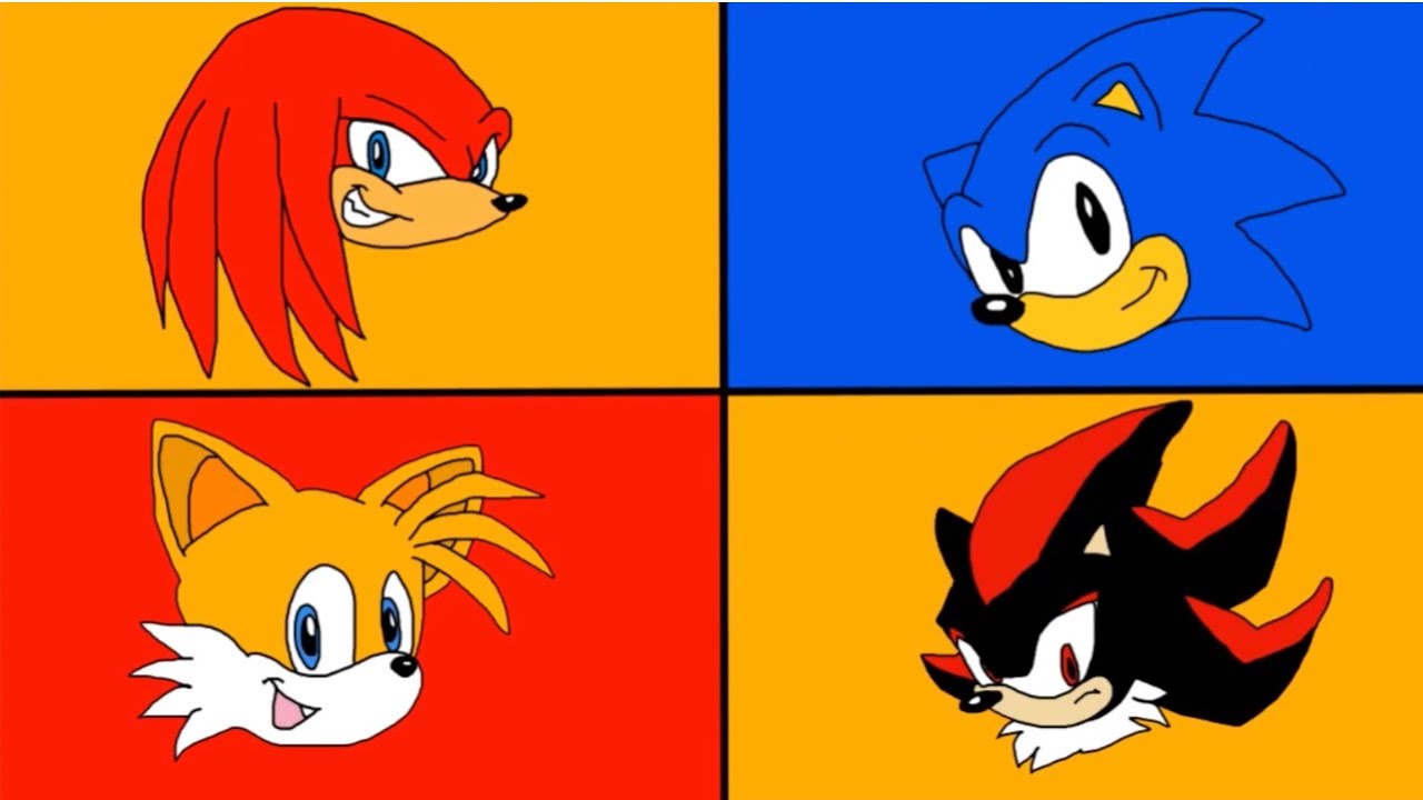 Cartoon / how to draw Sonic, Shadow, Tails, Knuckles - YouTube
