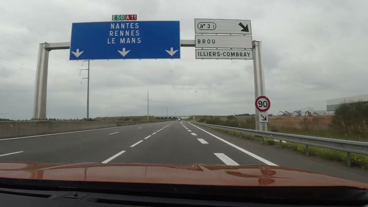 Flat and boring A11, Chartres - La Ferté-Bernard (VBR-173 Driving in France)