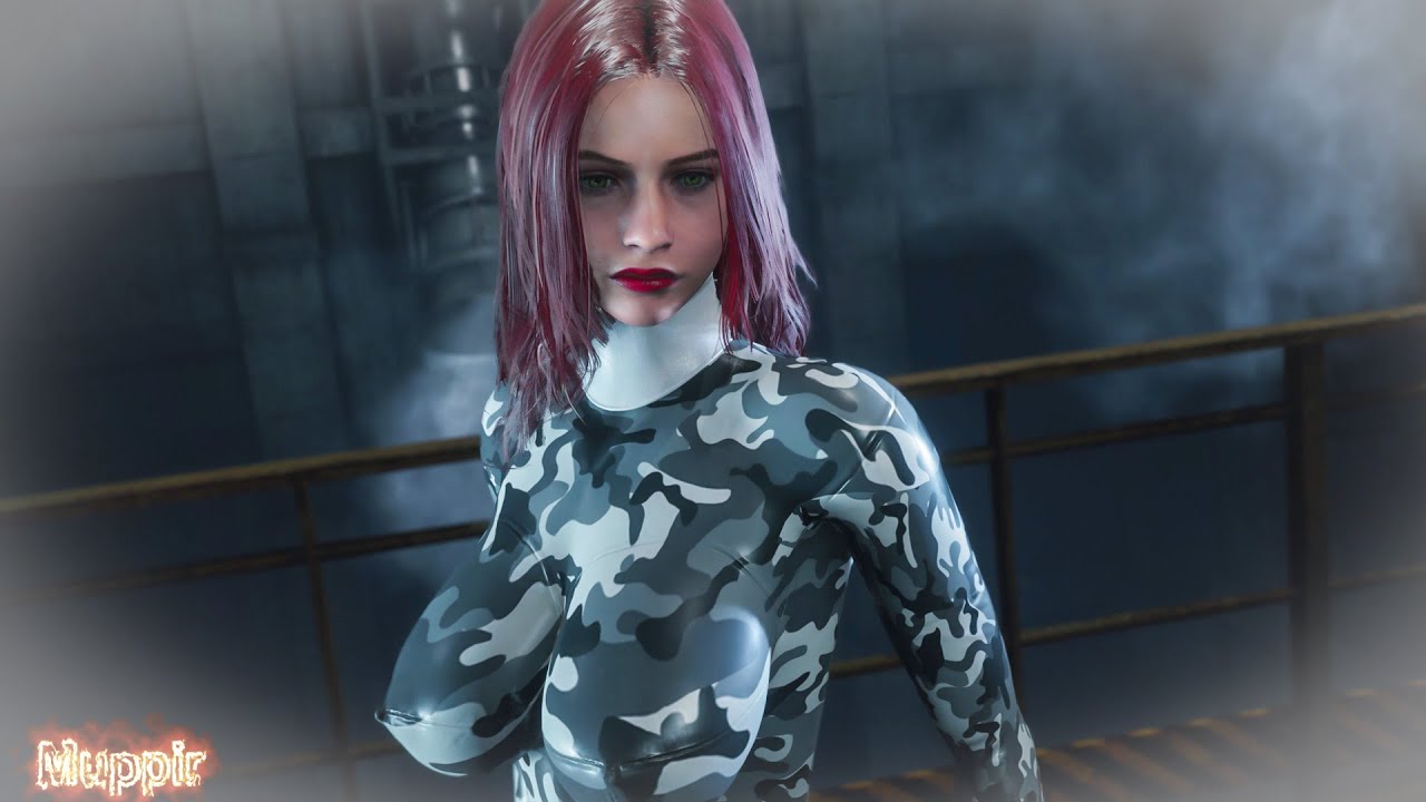 Resident Evil 2 Remake Claire camouflage Catsuit Mod 4K