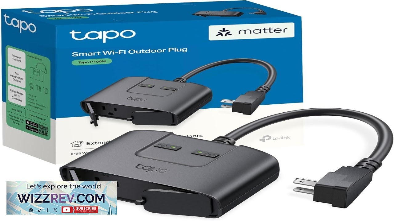 Умная розетка TP Link Tapo Matter Outdoor с 2 отдельными розетками, степень защиты IP65