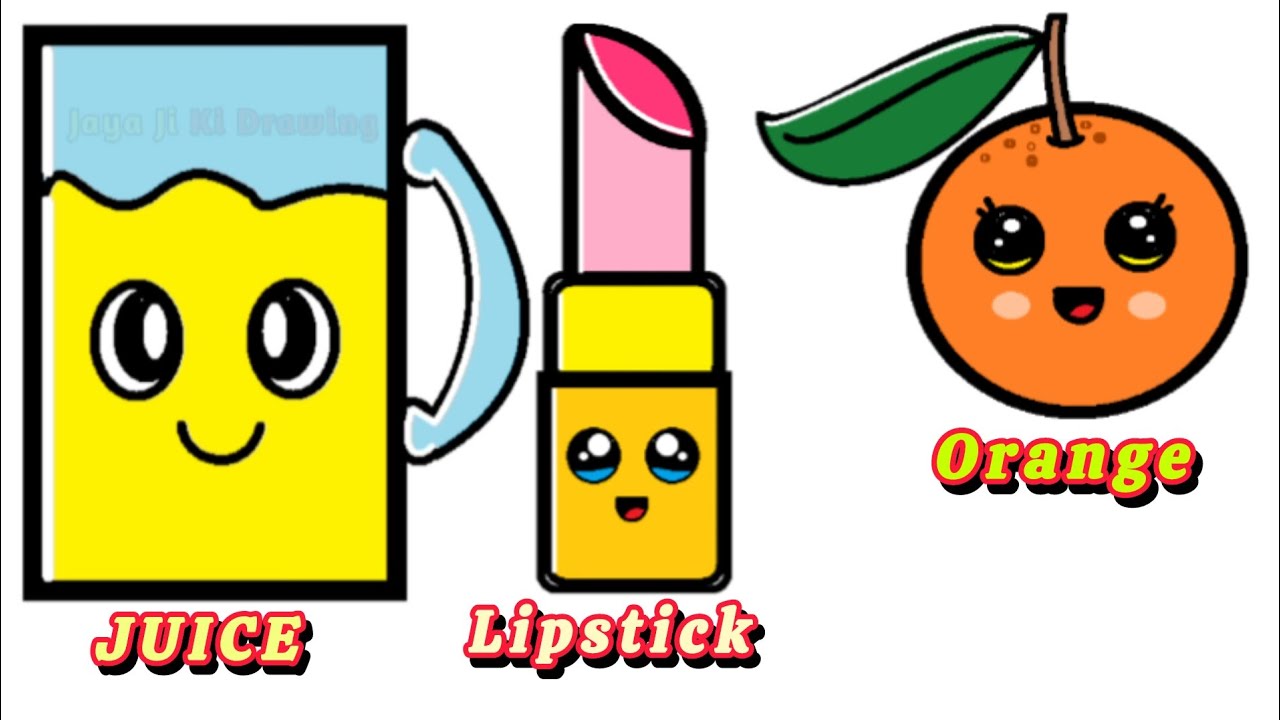 Kids Drawing Juice Lipstick Orange 🧃💄🍊 | Easy Cute Drawing for Kids | Jaya Ji Ki Drawing