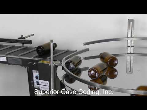 Bottom Inkjet Coding Cleated Conveyor - Preza Mini Date Coder - TT36 Rotary Accumulation Turntable