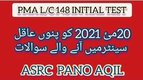 PMA L/C 148 Pano Aqil Centre Questions