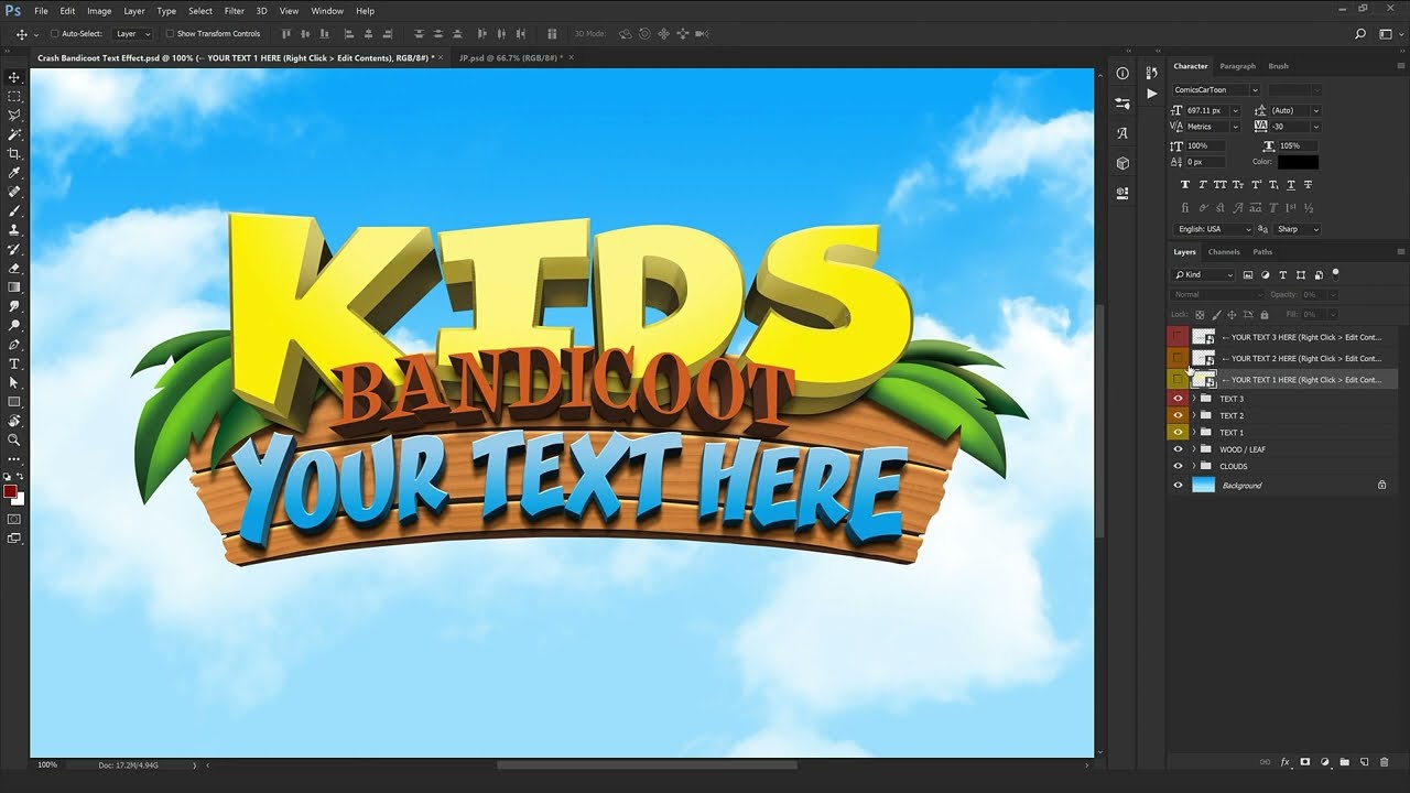 Crash Bandicoot Logo Style / Text Effect YouTube