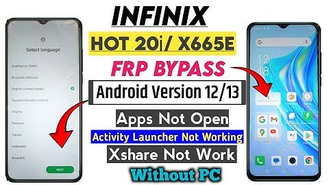 infinix Hot 20i / X665E FRP Bypass Android 12/13 | infinix Hot 20i Google Account remove WIthout PC