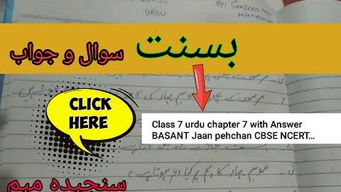 class 7 urdu chapter 7 Basant  question answer | chapter 7 urdu book jaan pehchan class 9 | Basant