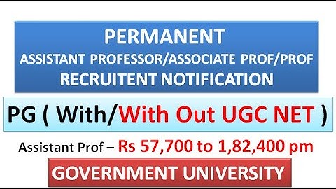 Permanent Assistant Professor Vacancies in Government College | PG (with/with out UGC NET) | No Exam
