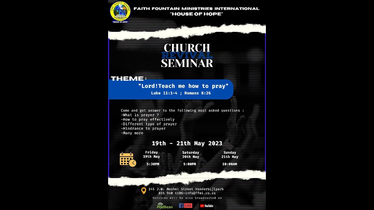 Church Revival Seminar Day 1| Lord Teach me How to Pray - YouTube