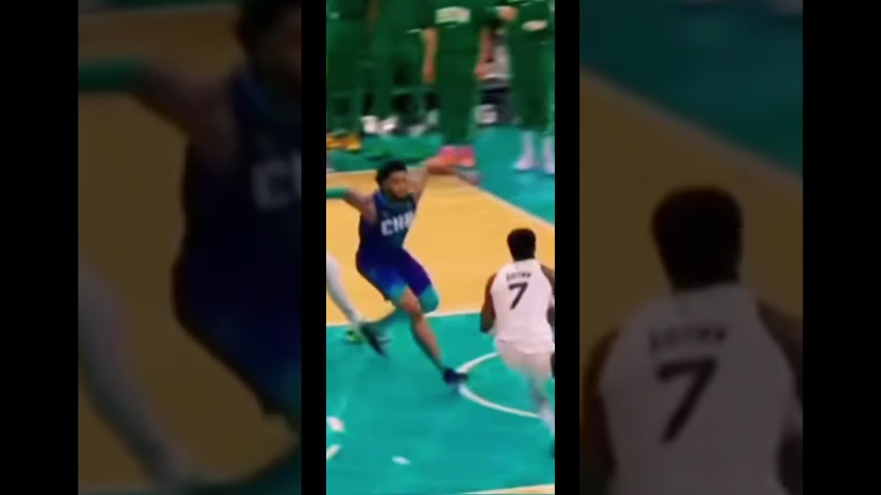 Jaylen Brown dunks on miles bridges