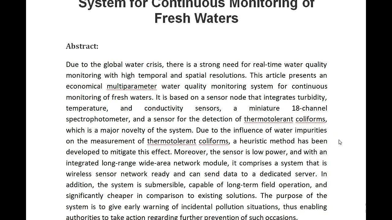 Multiparameter Water Quality Monitoring System for Continuous ...