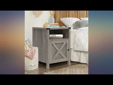 Farmhouse Nightstand, Bedside Tables Night Stands for Bedrooms Set of 2, Rustic End review