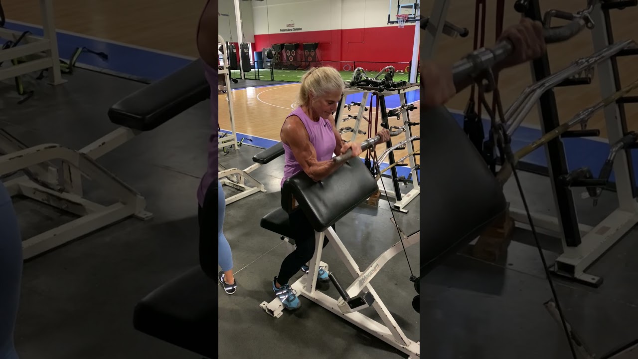65 & JACKED!!! Cable Biceps Preacher Curl with 90 Deg Joint Angles