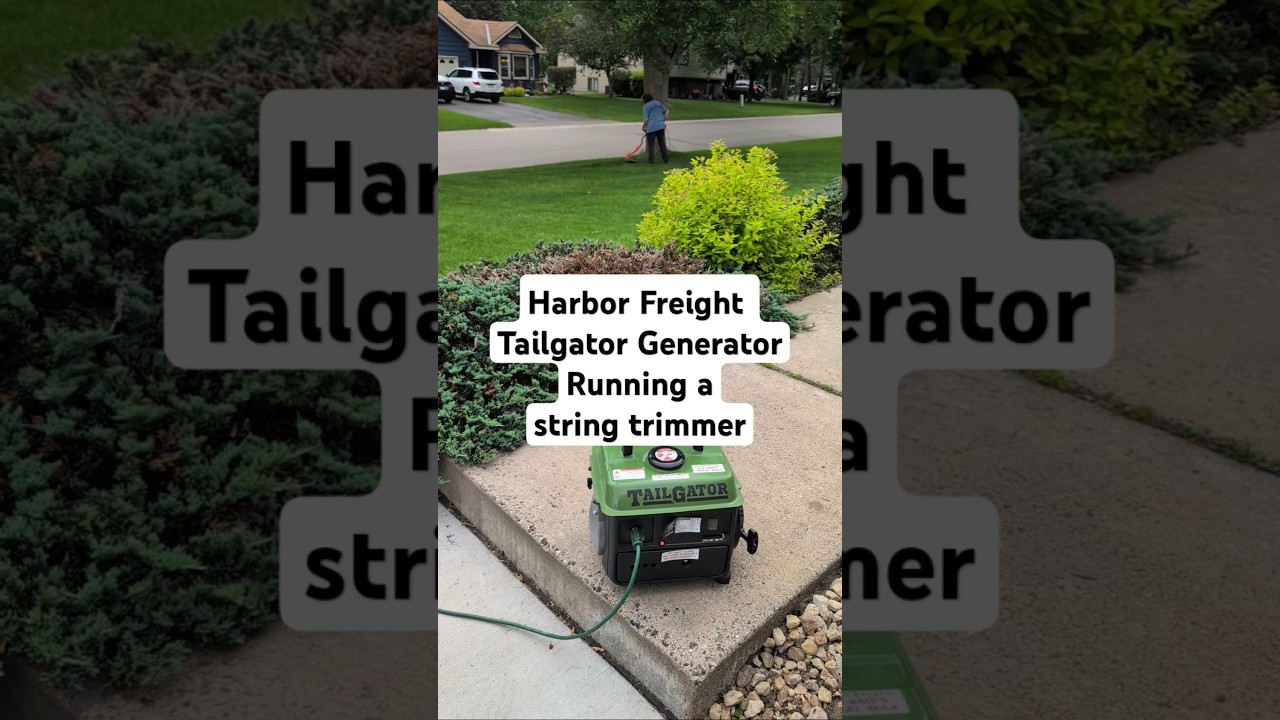 A Harbor Freight TailGator generator running a Black and Decker string trimmer. #harborfreight