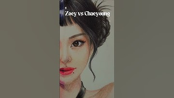 Drawing of ZOEY from K-pop Demon Hunters VS CHAEYOUNG from TWICE