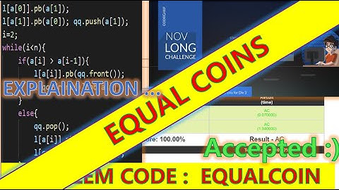 #codechef #long #challenge EQUAL COINS greedy solution explanation || #code #contest