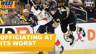 Mike Milbury calls the officiating "The worst I've seen in decades" this postseason|| Greg Hill Show