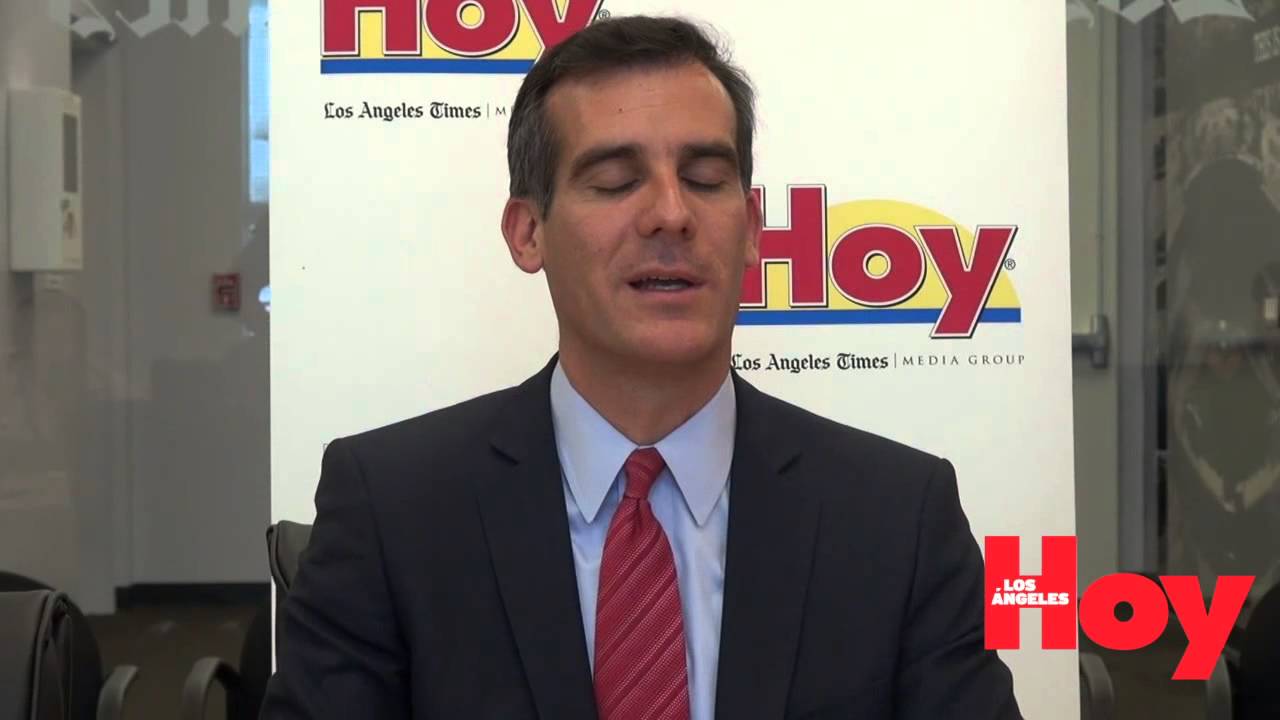 Eric Garcetti, candidato a alcalde de Los Ángeles, visita HOY