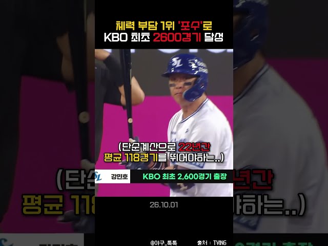 "진짜 강철 관절... KBO 역사상 최초 2600경기 달성한 강민호 "